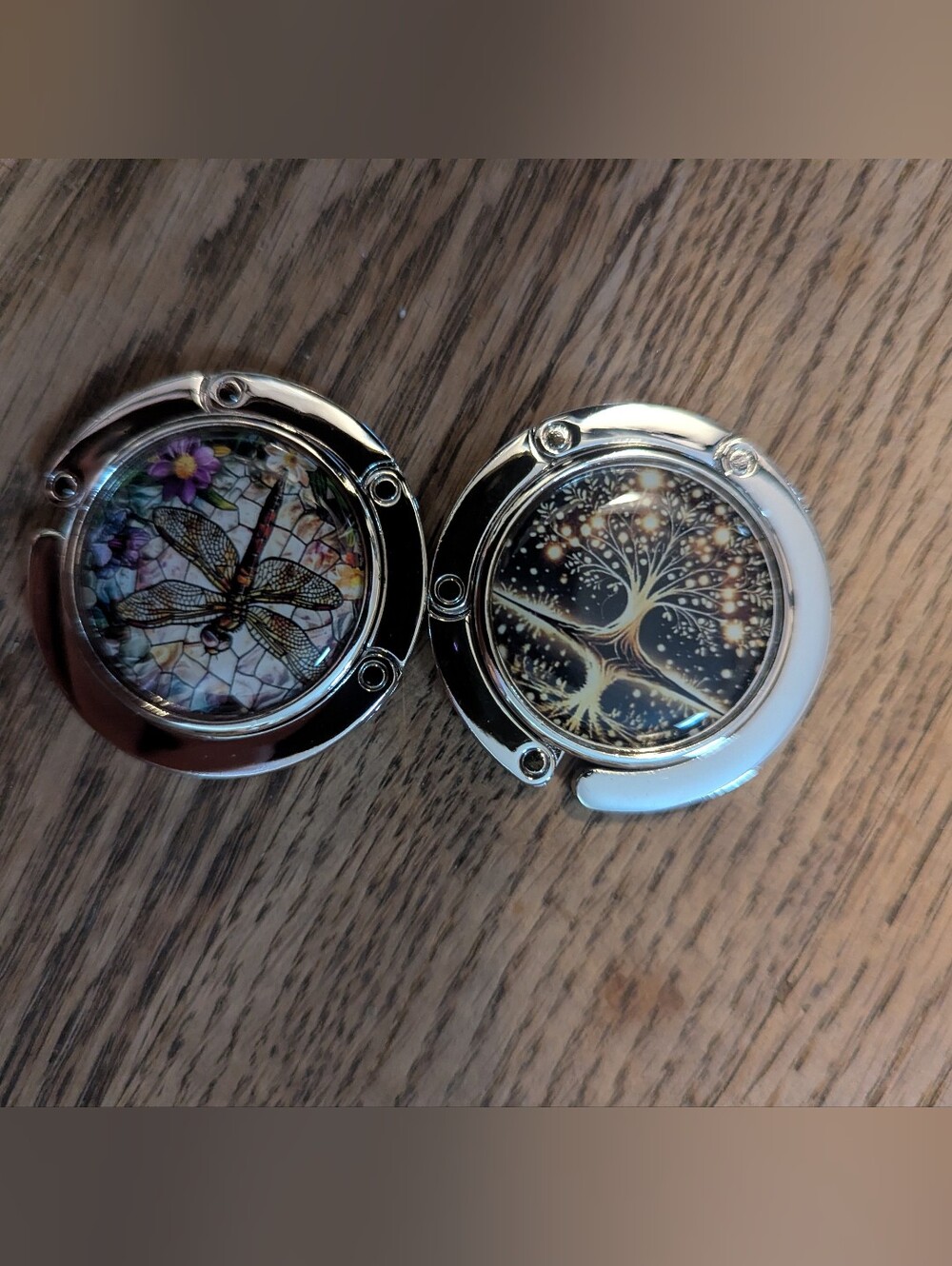 2 Decorative Silver Handbag Hooks